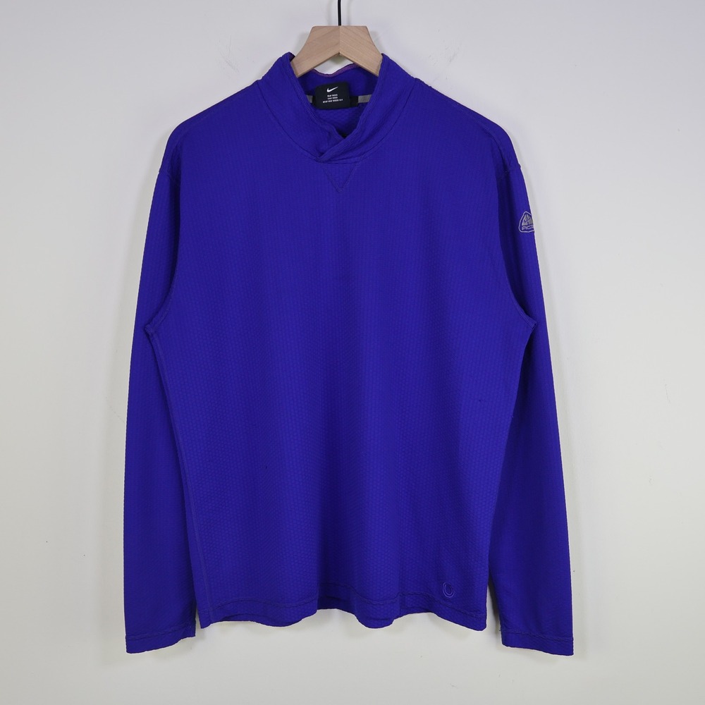 Vintage Nike ACG Sphere Base Layer Large Gorpcore Textured Mock Neck Dark Purple